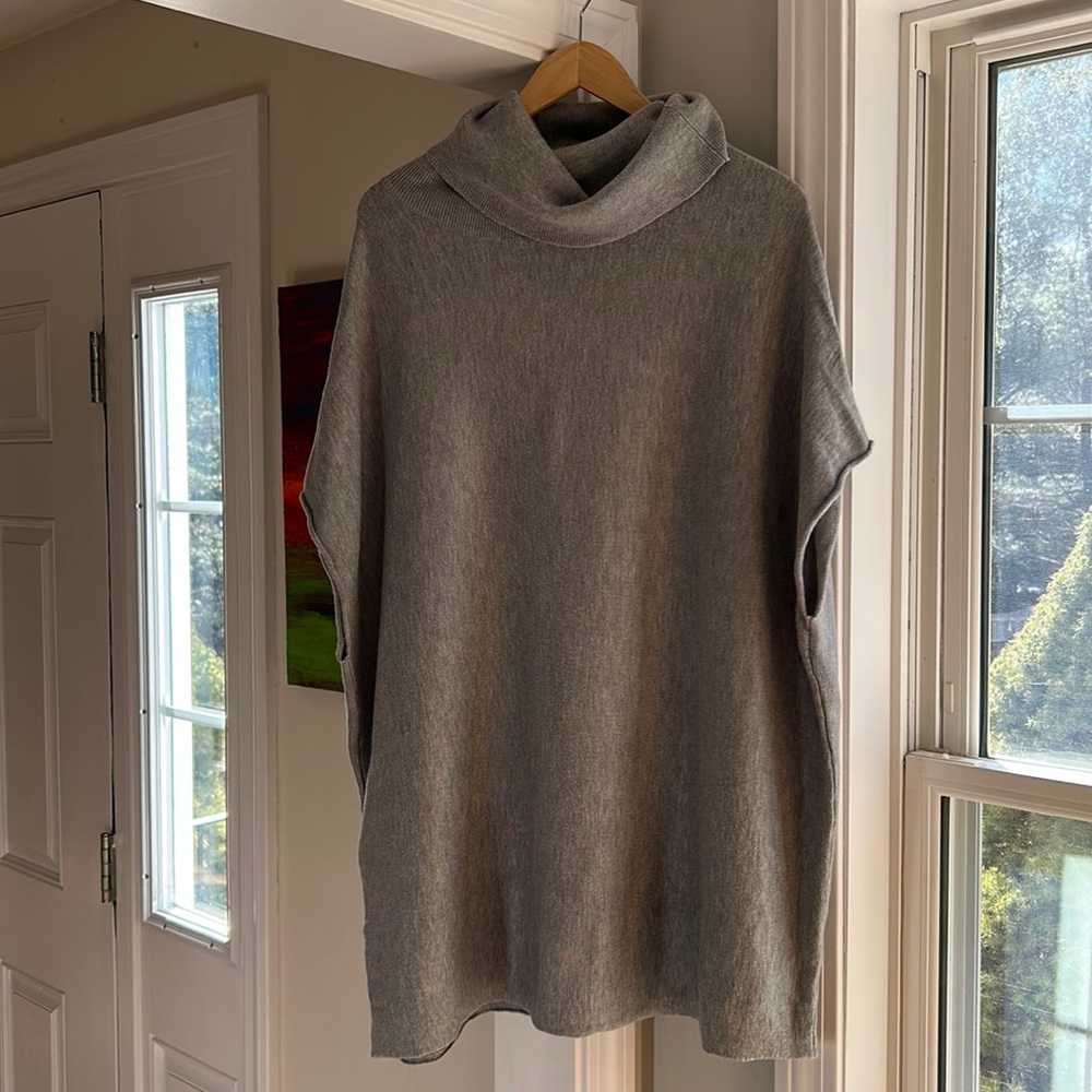 Joan Vass Grey turtleneck poncho.